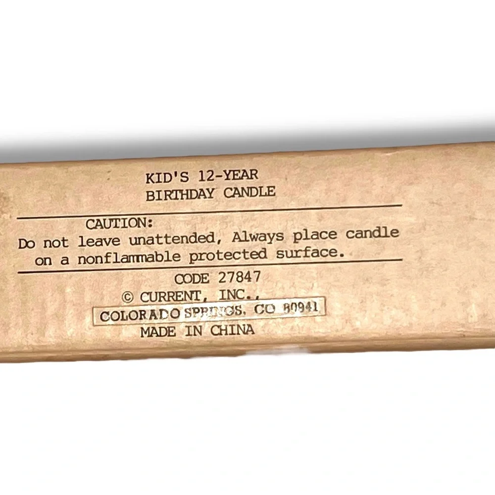 Vintage 70s 80s 12 Year Birthday Candle 15” In Original Box